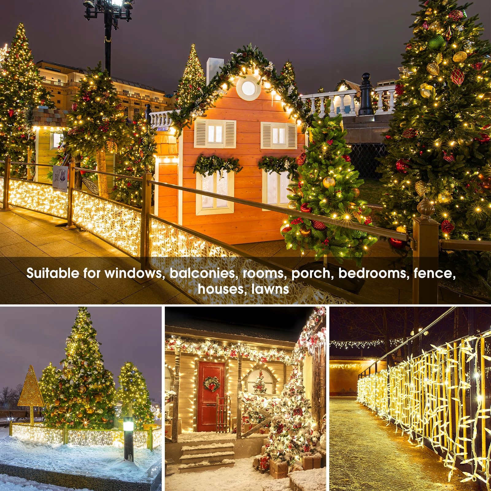 CERIAL Światełka Lampki Zewnętrzne Świąteczne Girlanda 8 Trybów 100M 800LED — miniatura 7