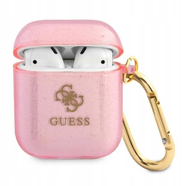 Guess GUA2UCG4GP AirPods 1/2 coverróżowy/pink Glitter Collection