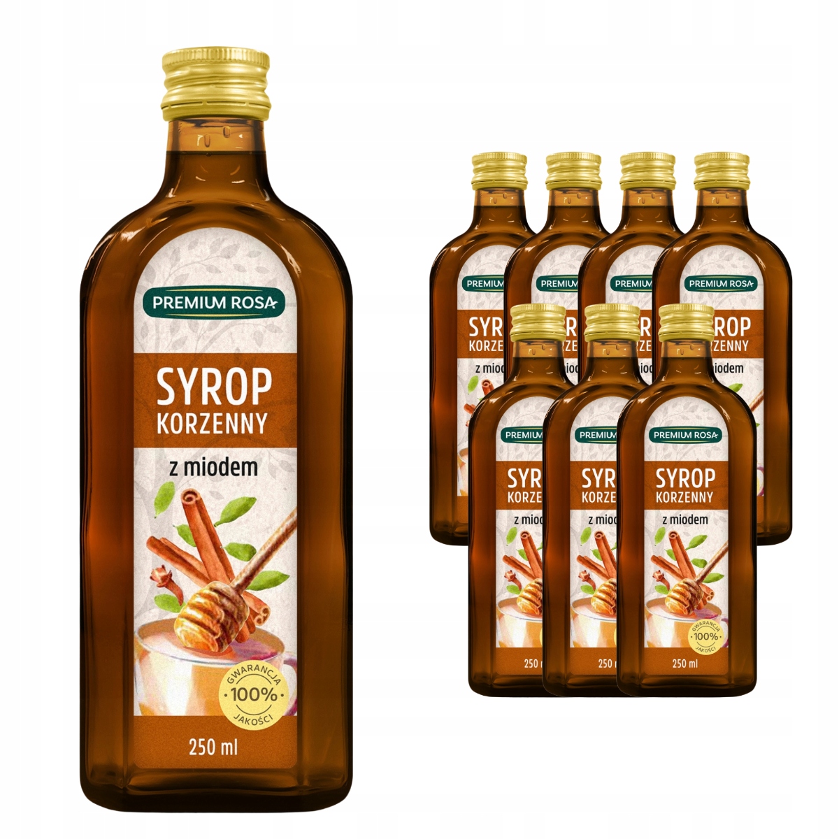 Syrop korzenny z miodem 250ml Premium Rosa do Herbaty Wody Zestaw x8 sztuk