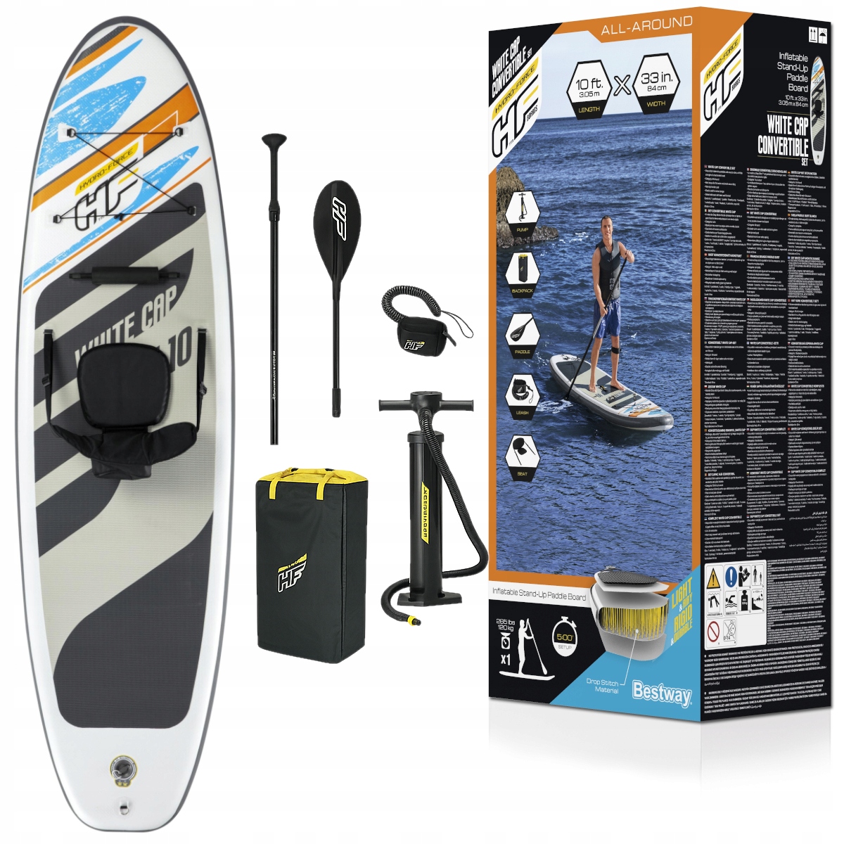 Sup deska Bestway 65341 stand up s kajakovým sedadlem 305 cm, kompletní sada
