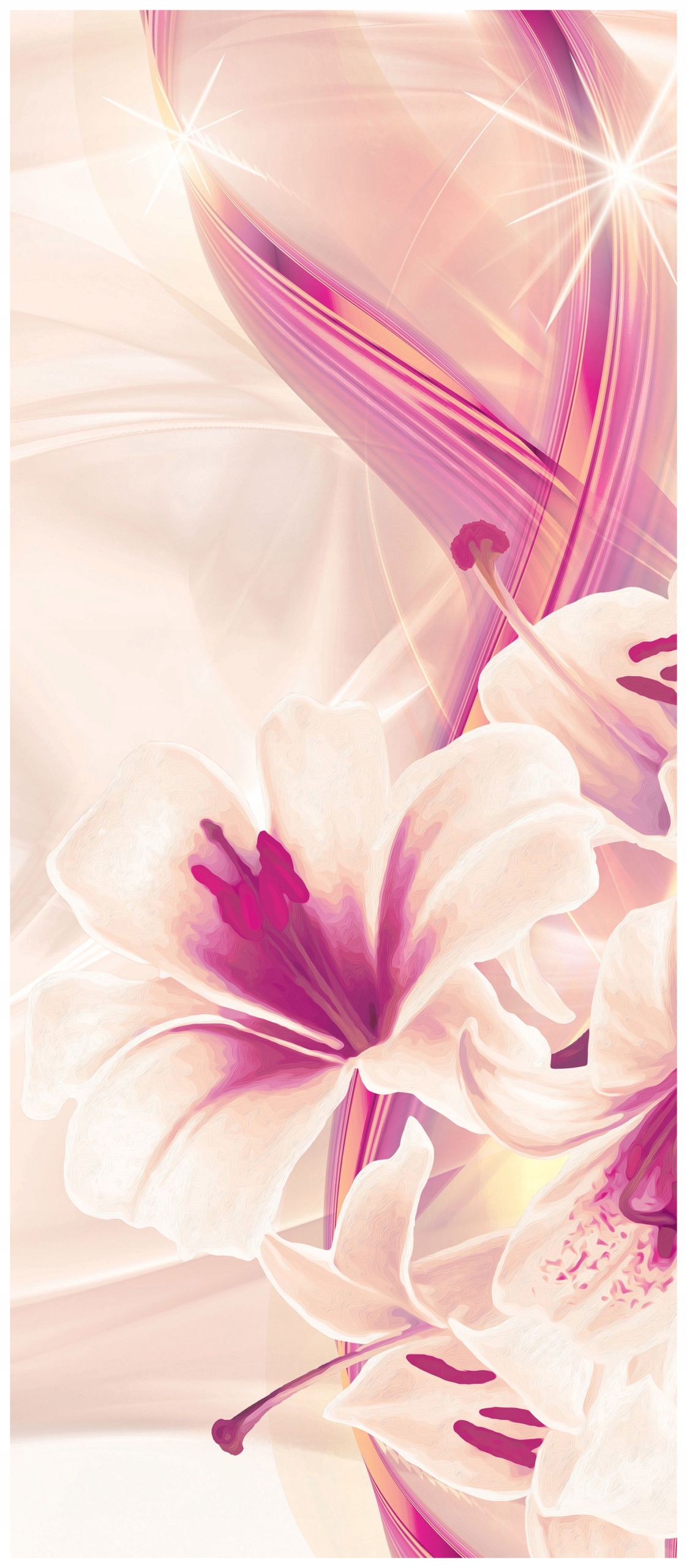 Vliesová fototapeta Lilie růžové akcenty lesk na zeď 91x211 lepidlo