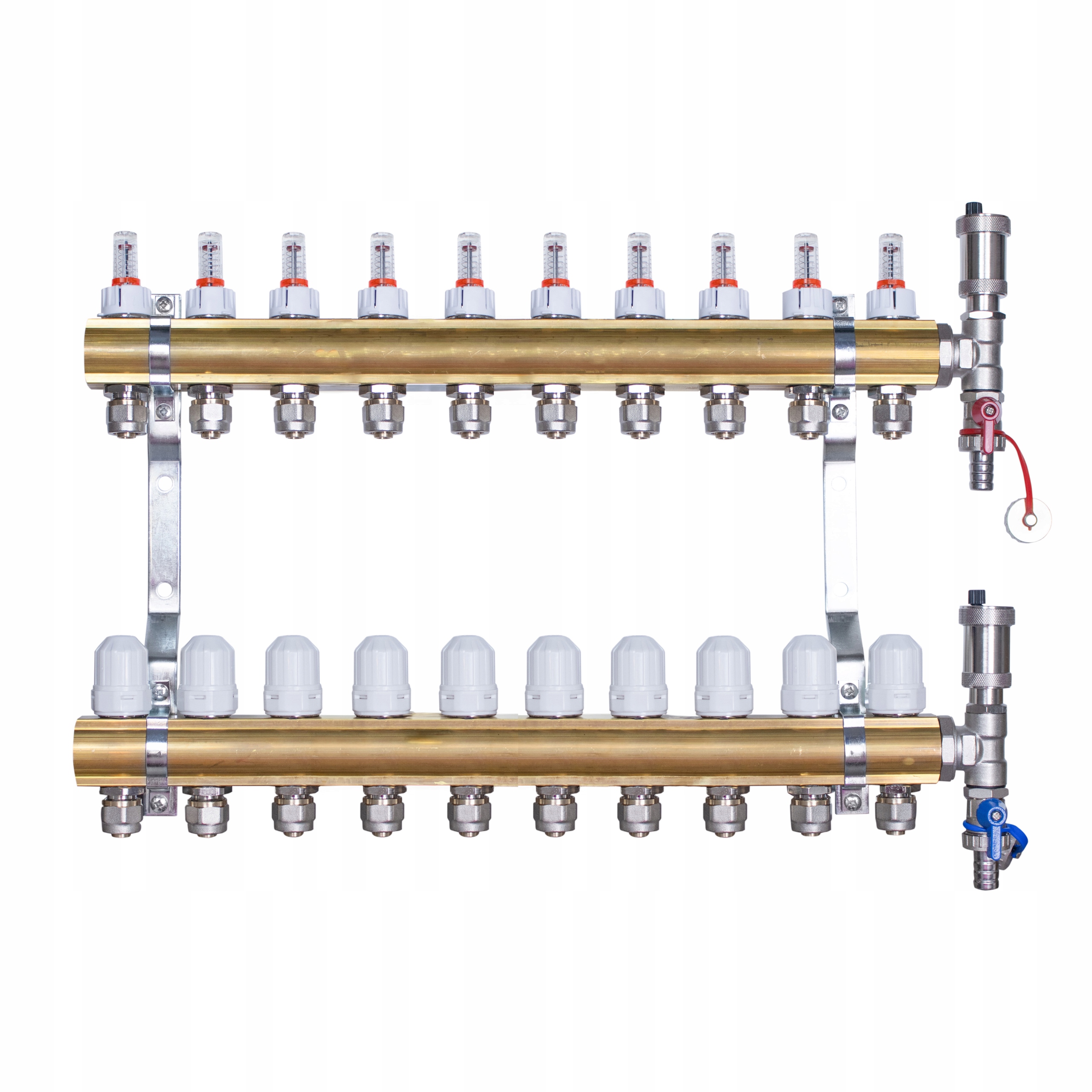 Rozdzielacz mosiężny 10 obwodów z adapterami PEX16