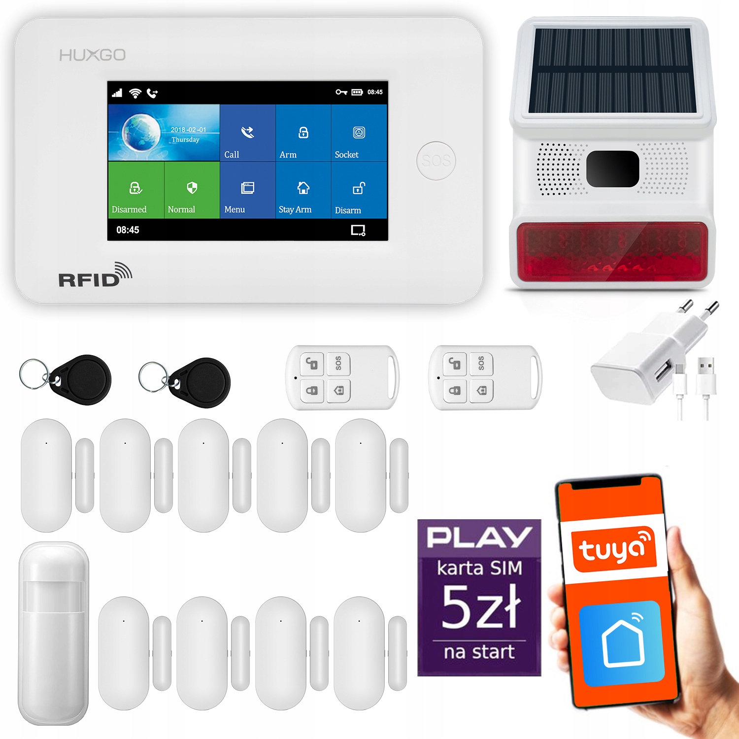 Bezdrôtový alarm Gsm WiFi, Sms, Tuya, alarmová sada Huxgo HXA006