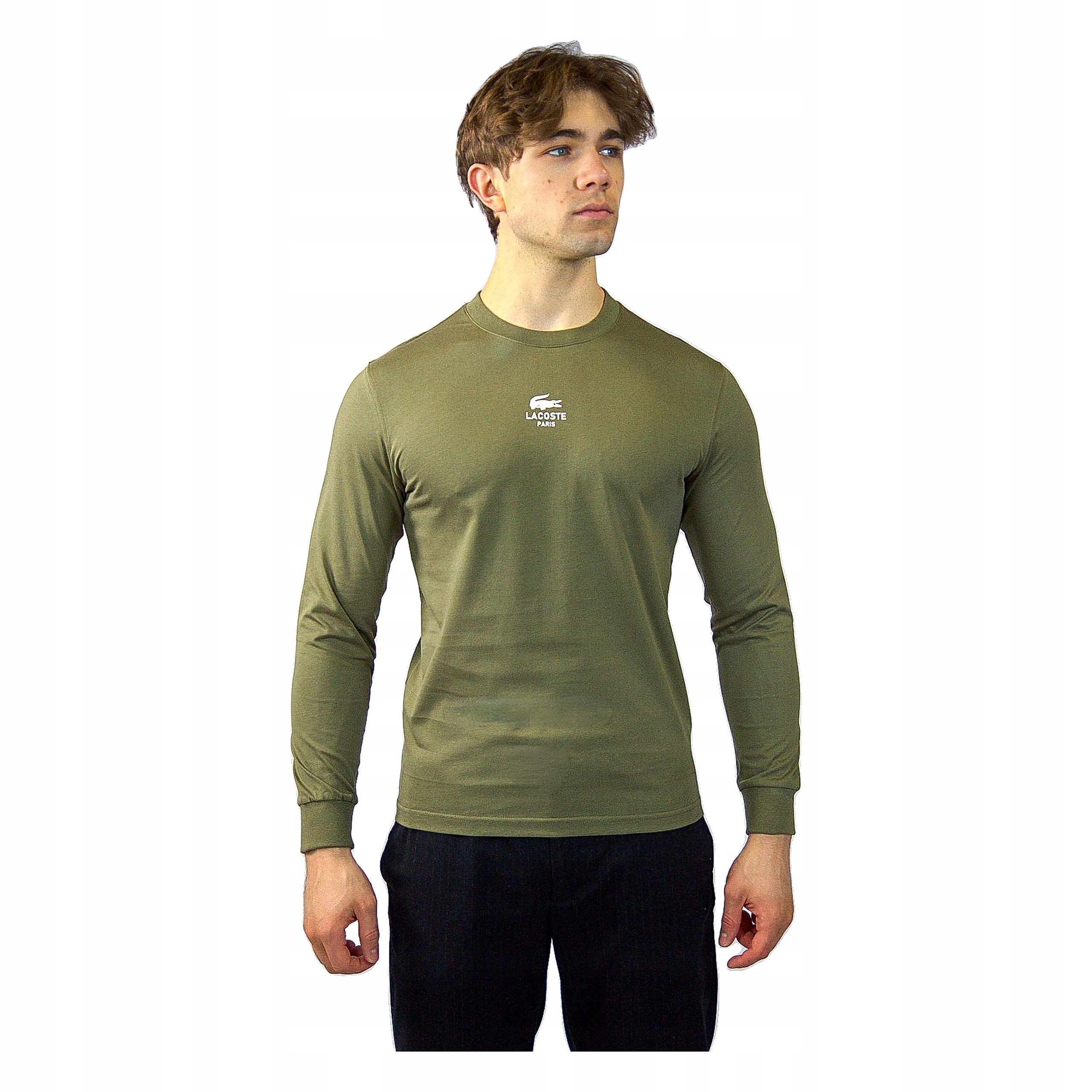 Lacoste bavlněný dlouhý rukáv Classic Fit s logem, zelená velikost L