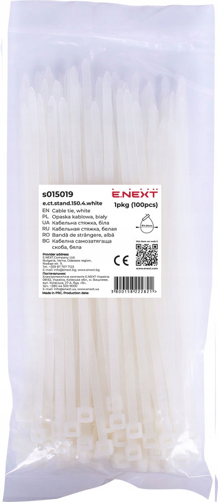 Opaska zaciskowa white , 4mm x 150 mm (100szt.) Trytytki