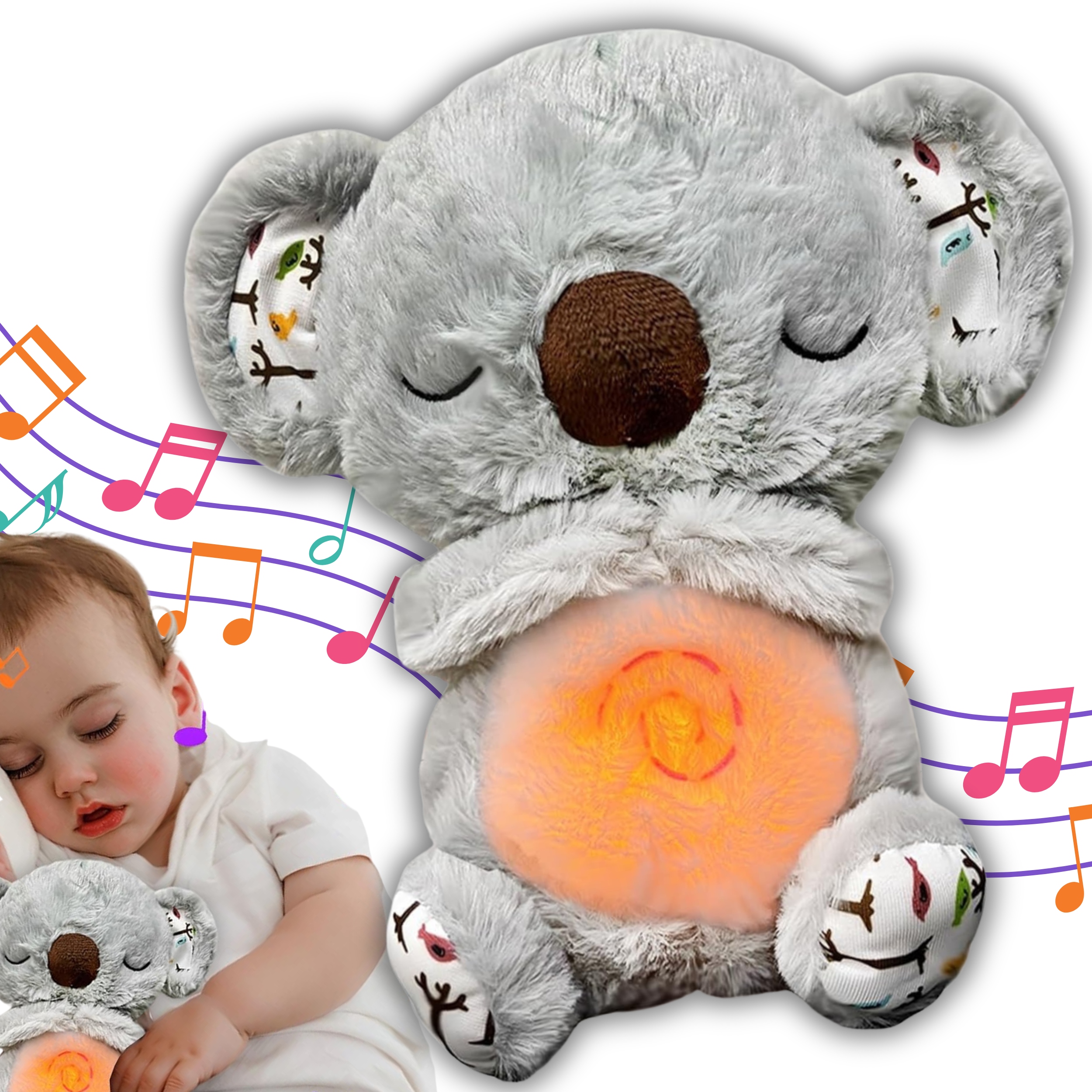 SZUMIĄCY KOALA MIŚ ODDYCHAJĄCA PRZYTULANKA MASKOTKA SZUMIĄCA USPOKAJACZ Kolor niebieski