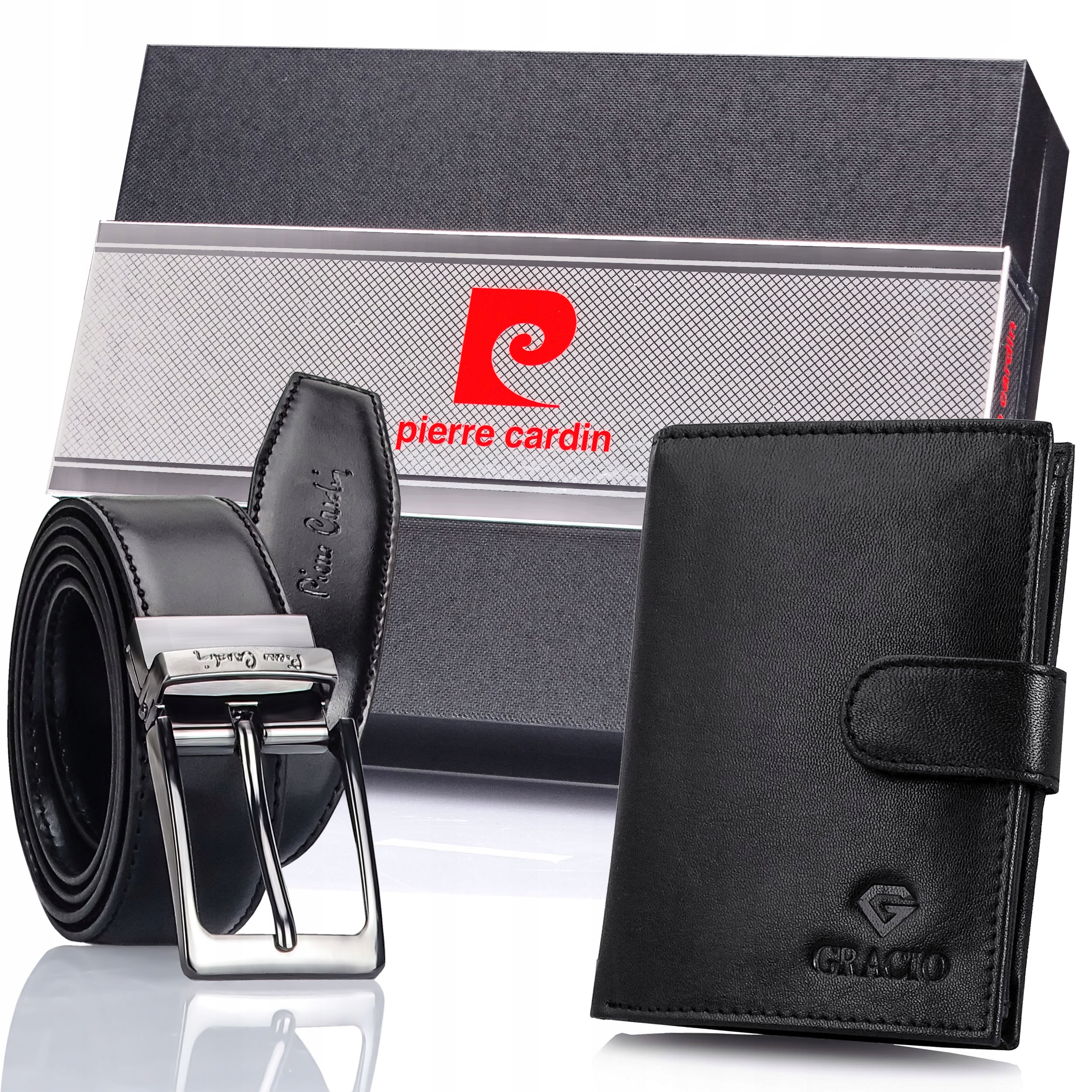 Pasek Portfel Zestaw Prezentowy Pierre Cardin Gracio Luksusowy 115cm