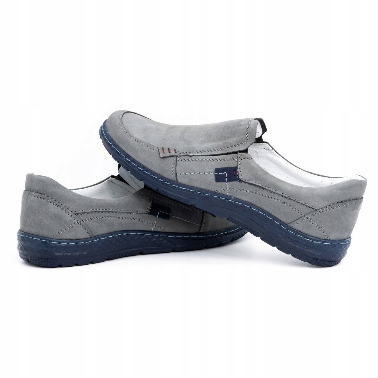 Buty męskie mokasyny skórzane 943MA szare 44 Rozmiar 44