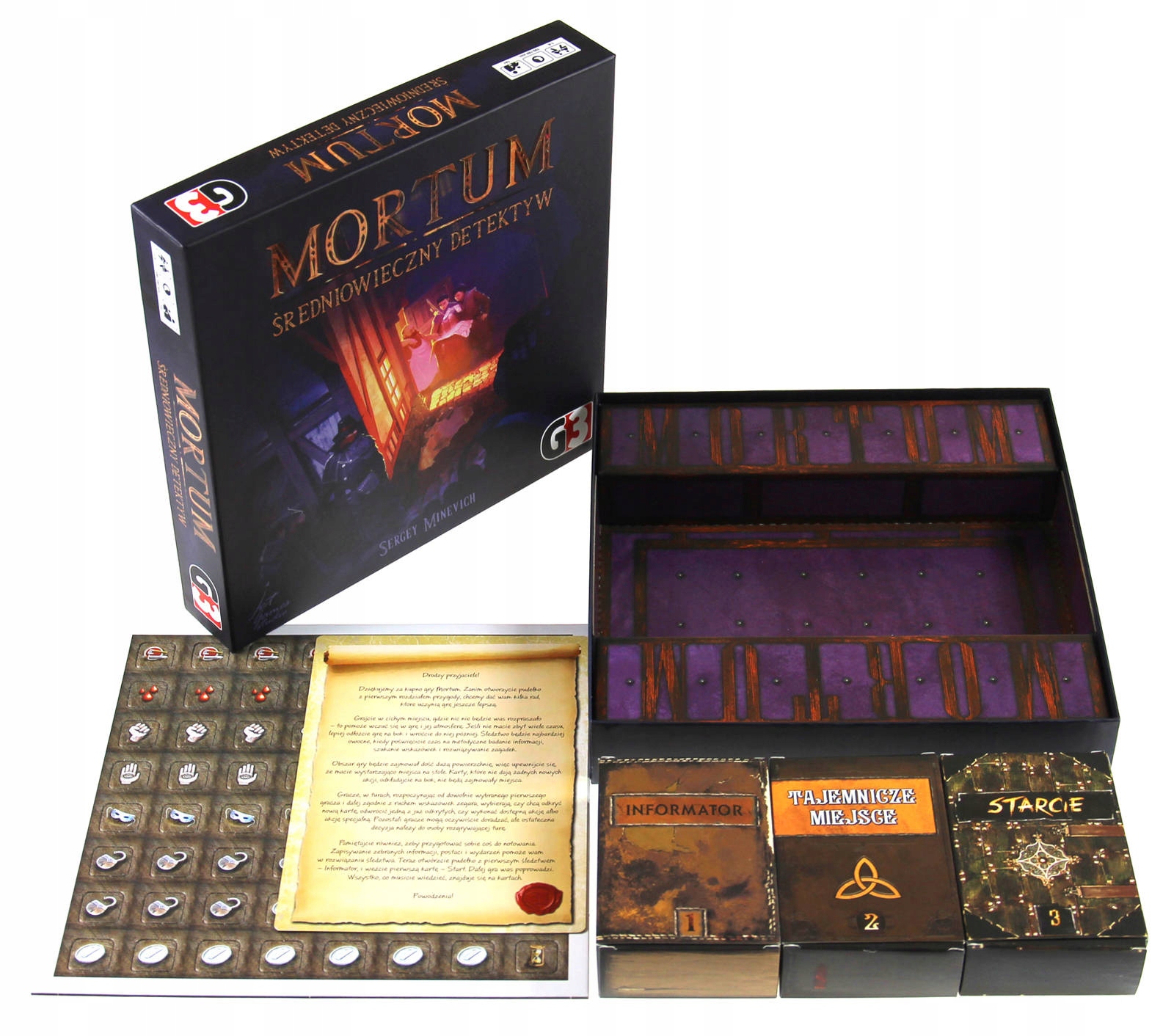 MORTUM gra planszowa DETEKTYW podstawa 3 ŚLEDZTWA Typ Podstawa