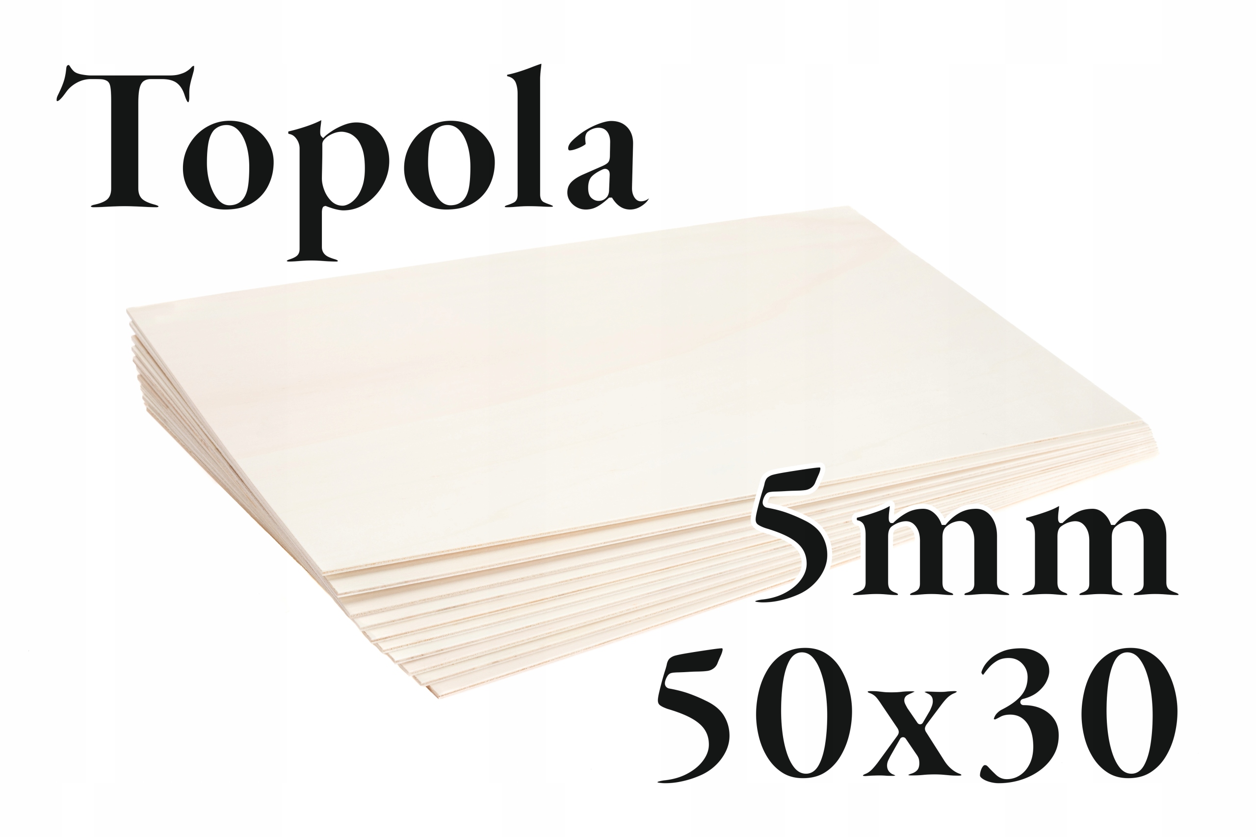 6 x Topolová překližka – Topol – 5 mm – 50 x 30 cm – Onlywood