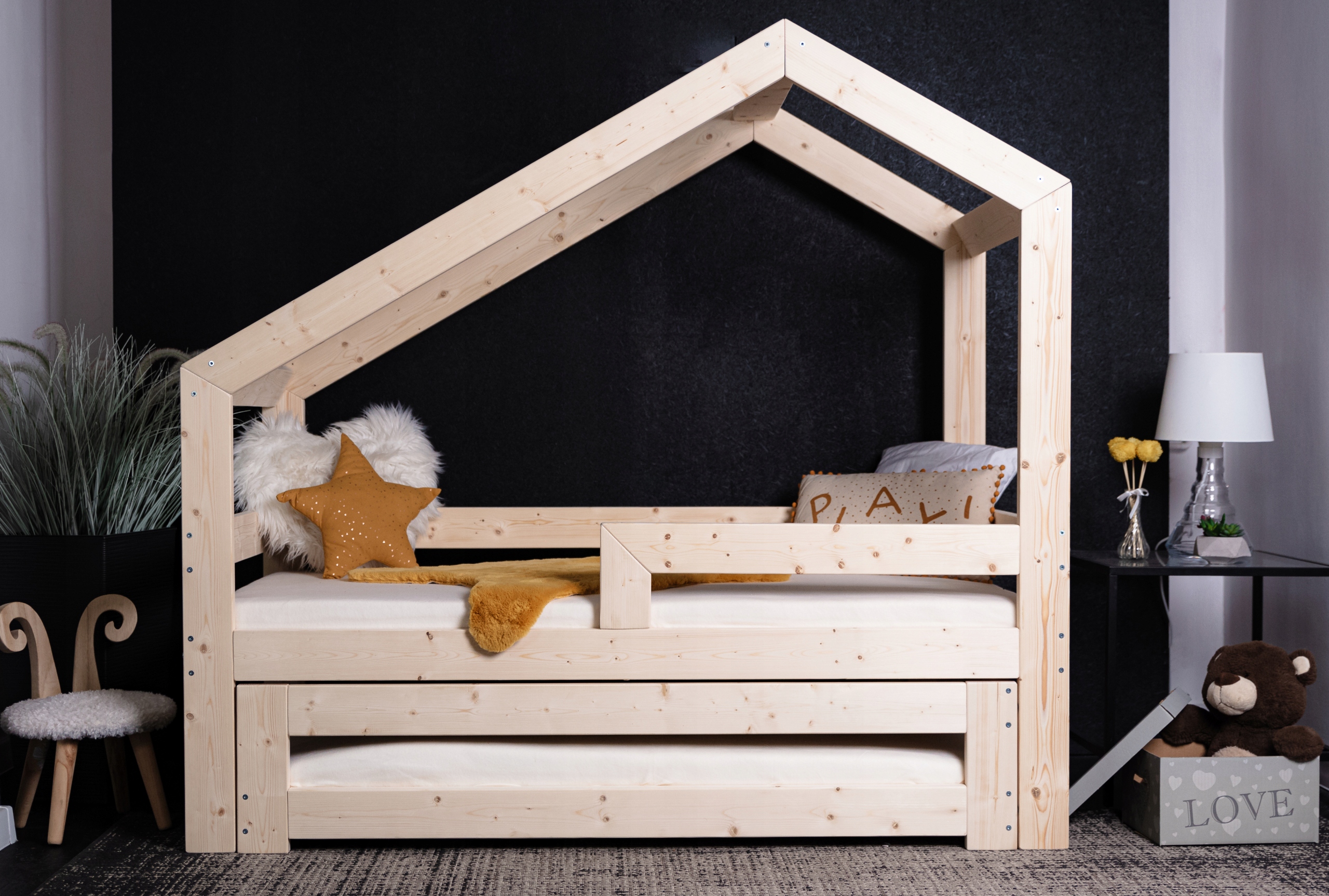 ŁÓŻKO DOMEK PODWÓJNE DZIECIĘCE 160x80 KB+ stelaż Marka inna