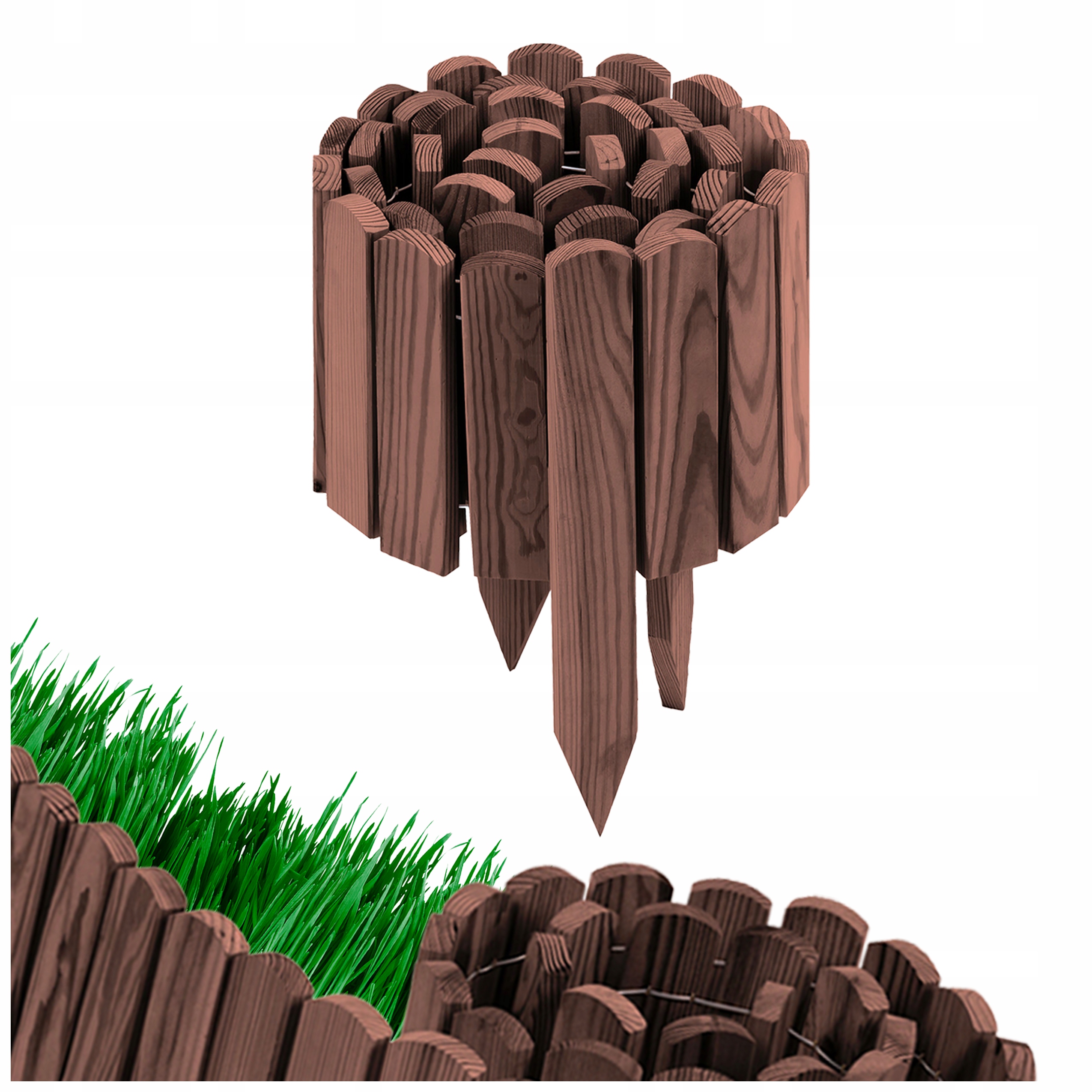 Płotek Ogrodowy Obrzeże Trawnikowe Palisada Ogrodowa Drewniana 30 x 200 cm