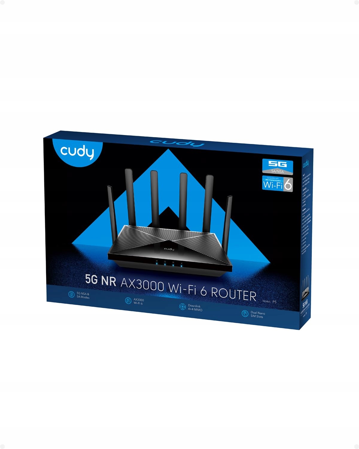 CUDY P5 5G AX3000 Router WiFi 6 Dual Sim 4x4 Mimo Anteny Vpn Cloudfare — miniatura 9