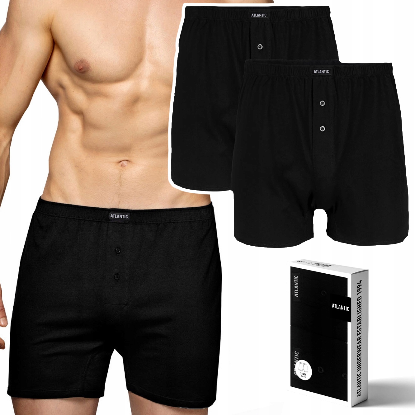 Boxerky šortky 100% bavlna pánské volné Atlantic 2BMB-003 pohodlné vel. L