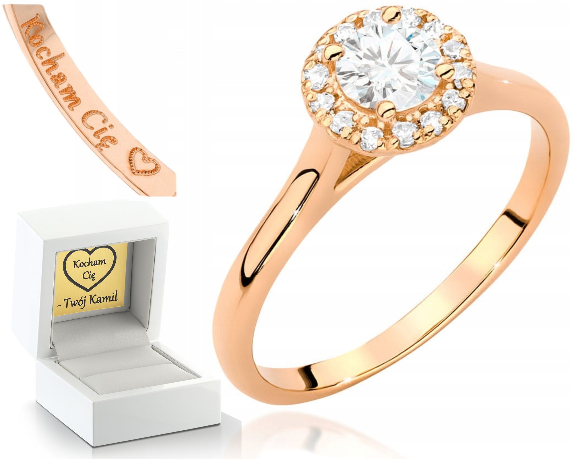 Růžové Zlato Prstýnek S Diamanty Brilianty 585 Gravírování