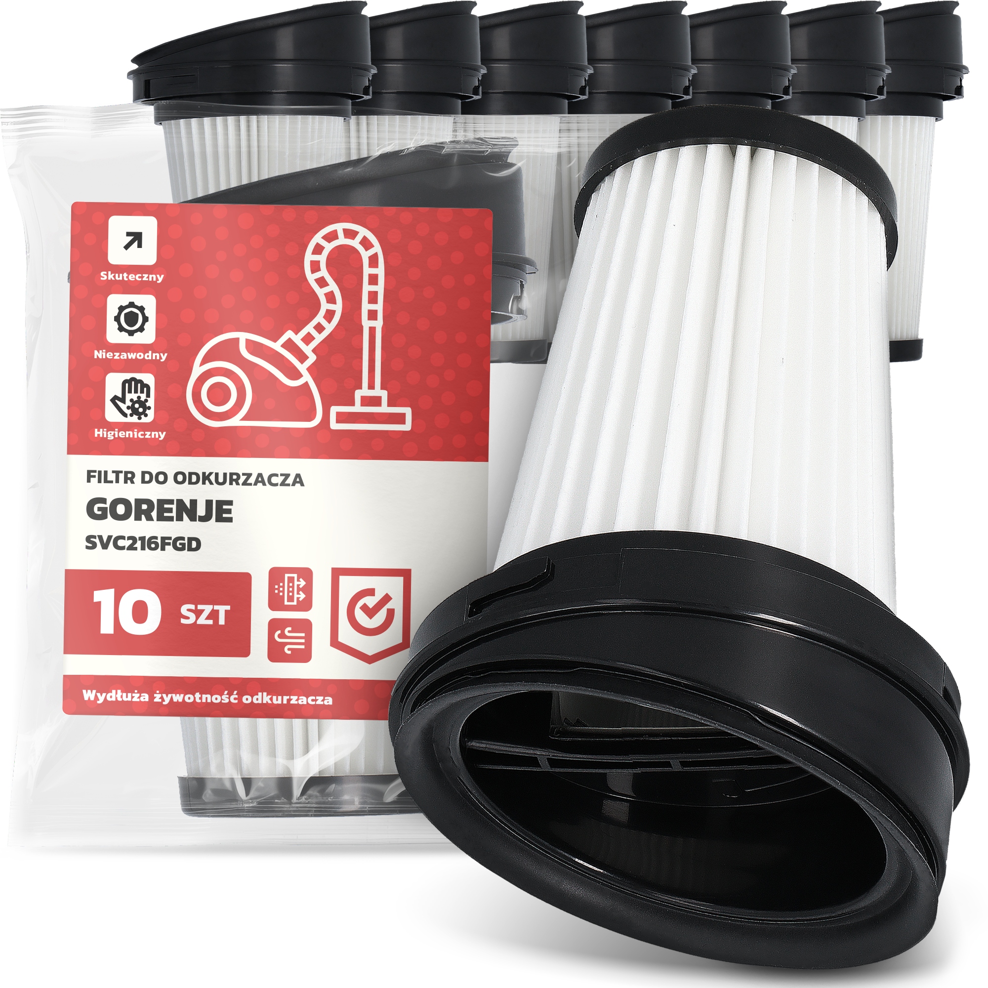 10 x Vzduchový Filtr pro vysavač Gorenje SVC216FGD Hepa Účinný Em-w