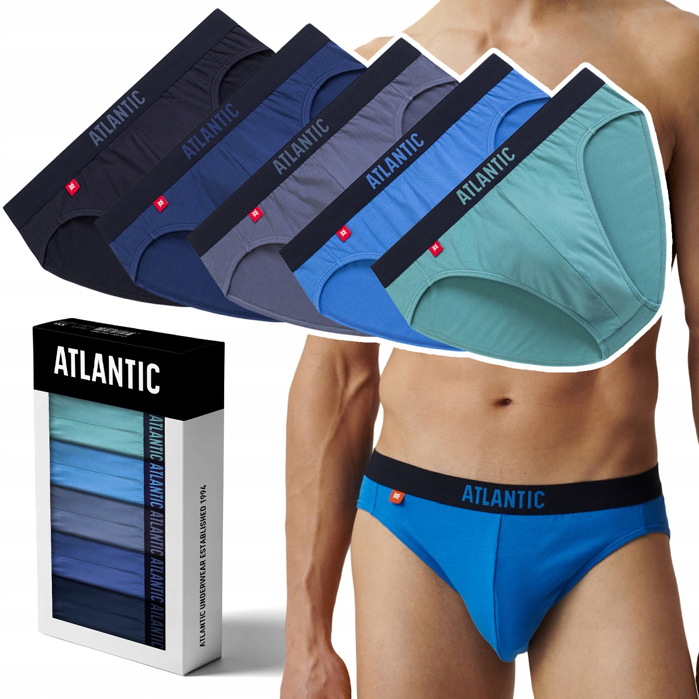 Atlantic 5SMP-004 pánské bavlněné přiléhavé slipy Sport 5 Párů XXL