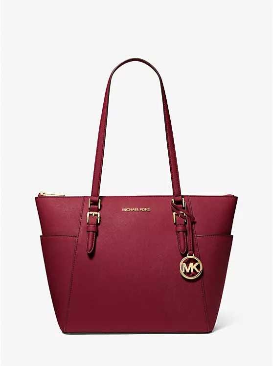 Michael Kors dámská kožená kabelka Charlotte tmavě vínová