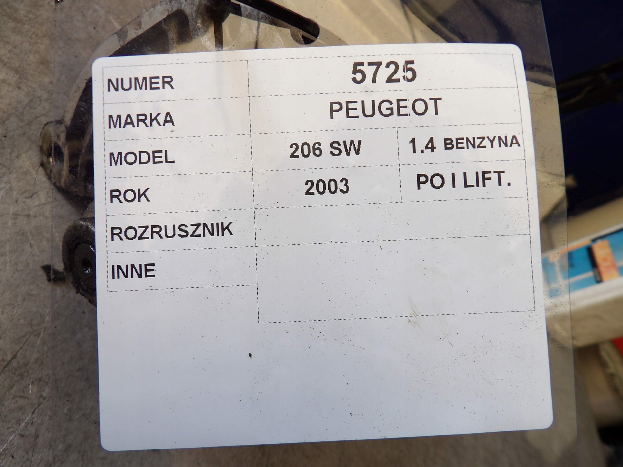 Peugeot 206 SW starter 110584 CARGO
