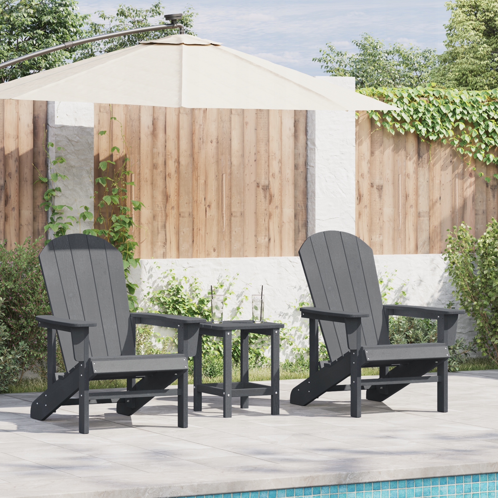 Sada 2 Zahradních Křesel Adirondack z Hdpe, Světle Šedá, 50x60 cm