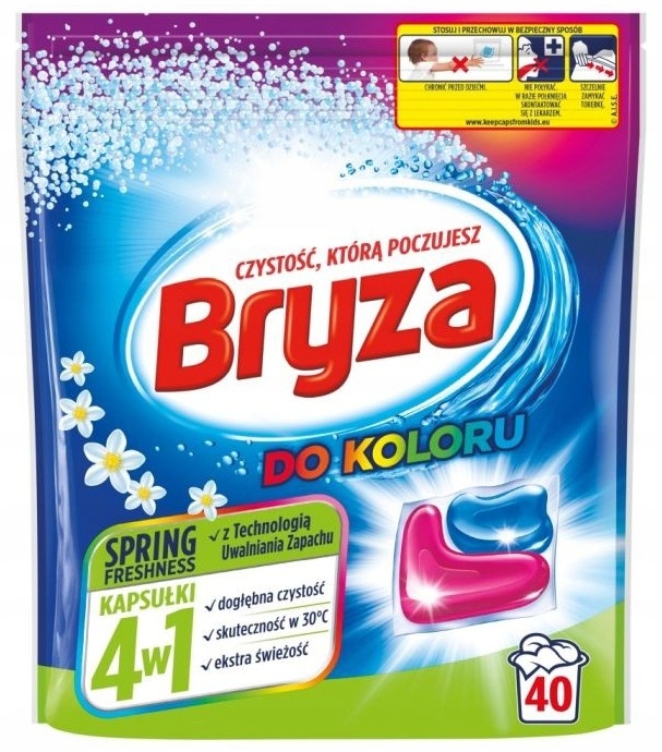 Levně Kapsle na praní Bryza 4v1 40 ks na barevné prádlo