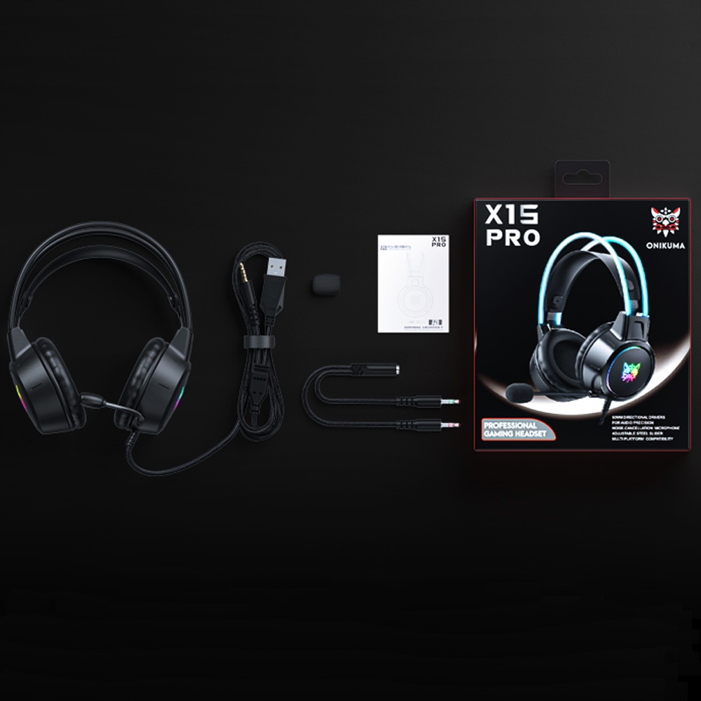 ONIKUMA X15 PRO SŁUCHAWKI GAMINGOWE NAUSZNE PRZEWODOWE Z MIKROFONEM PC RGB Rodzaj słuchawek nauszne