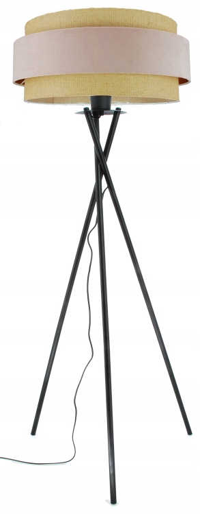 Podlahová lampa Duo. Boho Jasne Ružový velúr a Juta. Trojnožka