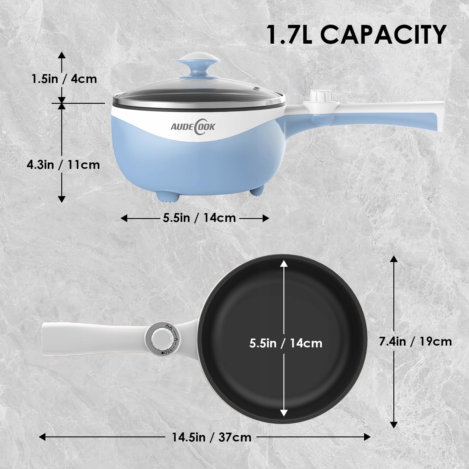 AUDECOOK 1,7L Elektryczny Garnek Przenośny Multicooker — miniatura 7