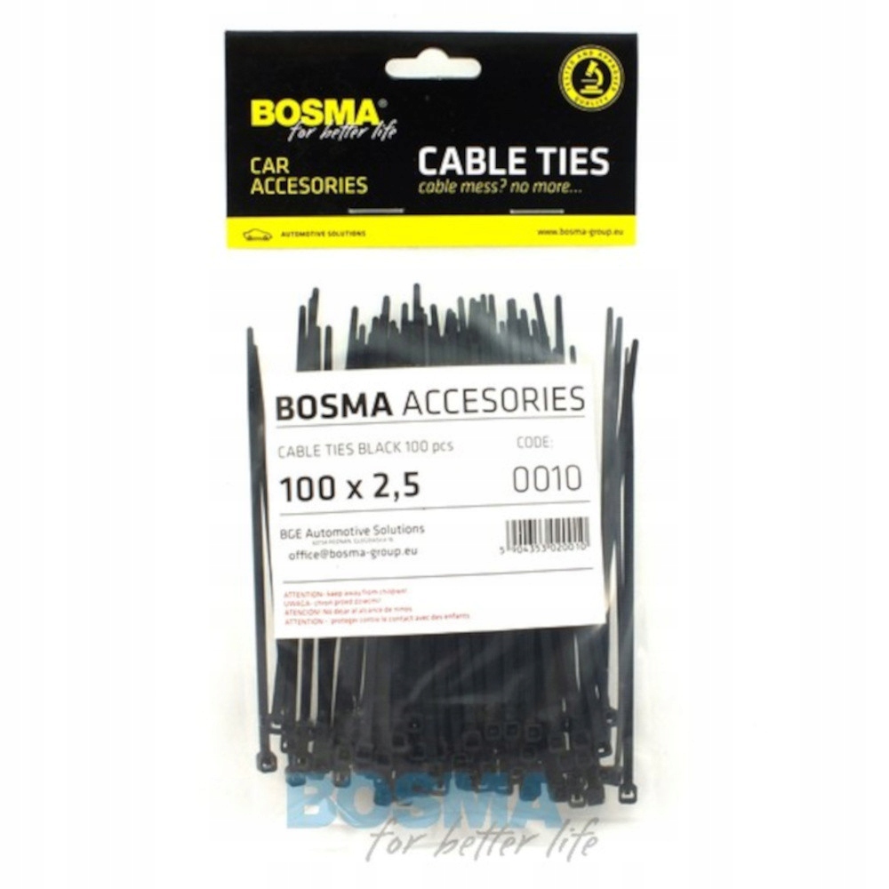 

Opaski Kablowe Czarna Bosma (100 szt) 2,5x100mm