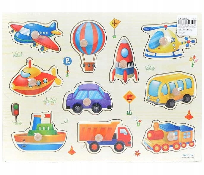 

Edukacyjne Drewniane Puzzle Układanka Pojazdy