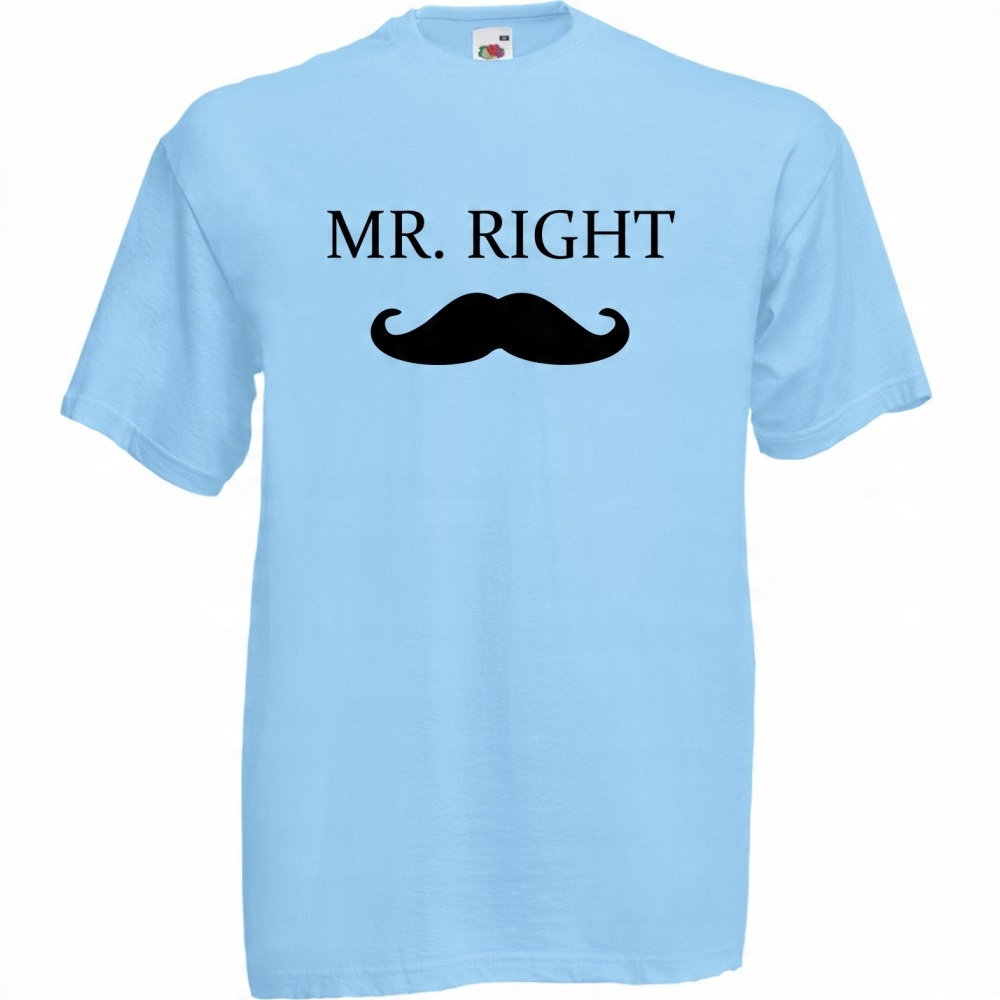 

Koszulka Mr. right prezent dla par L błękitna