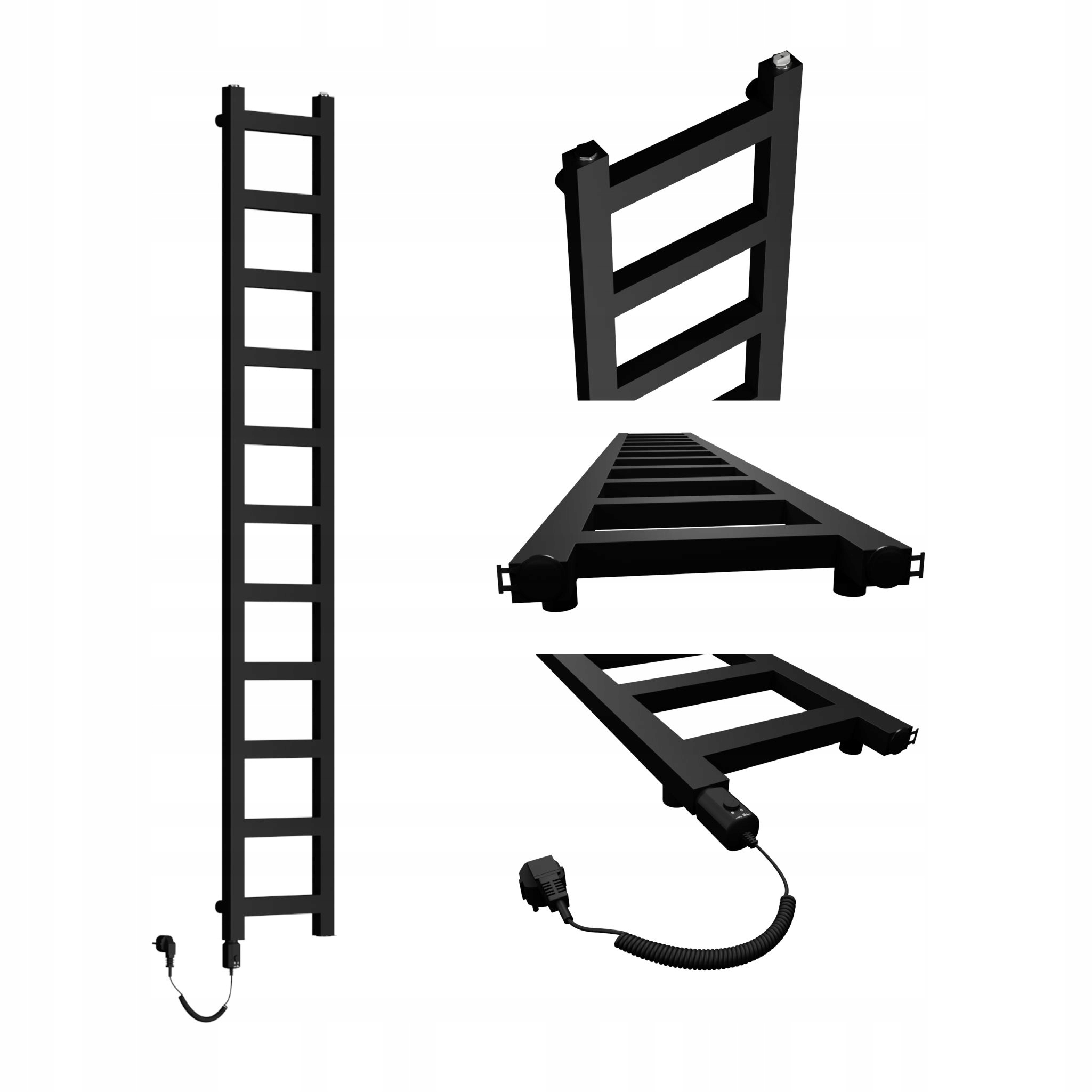 Kúpeľňový radiátor Mini 1650x250 čierny mat ohrievač