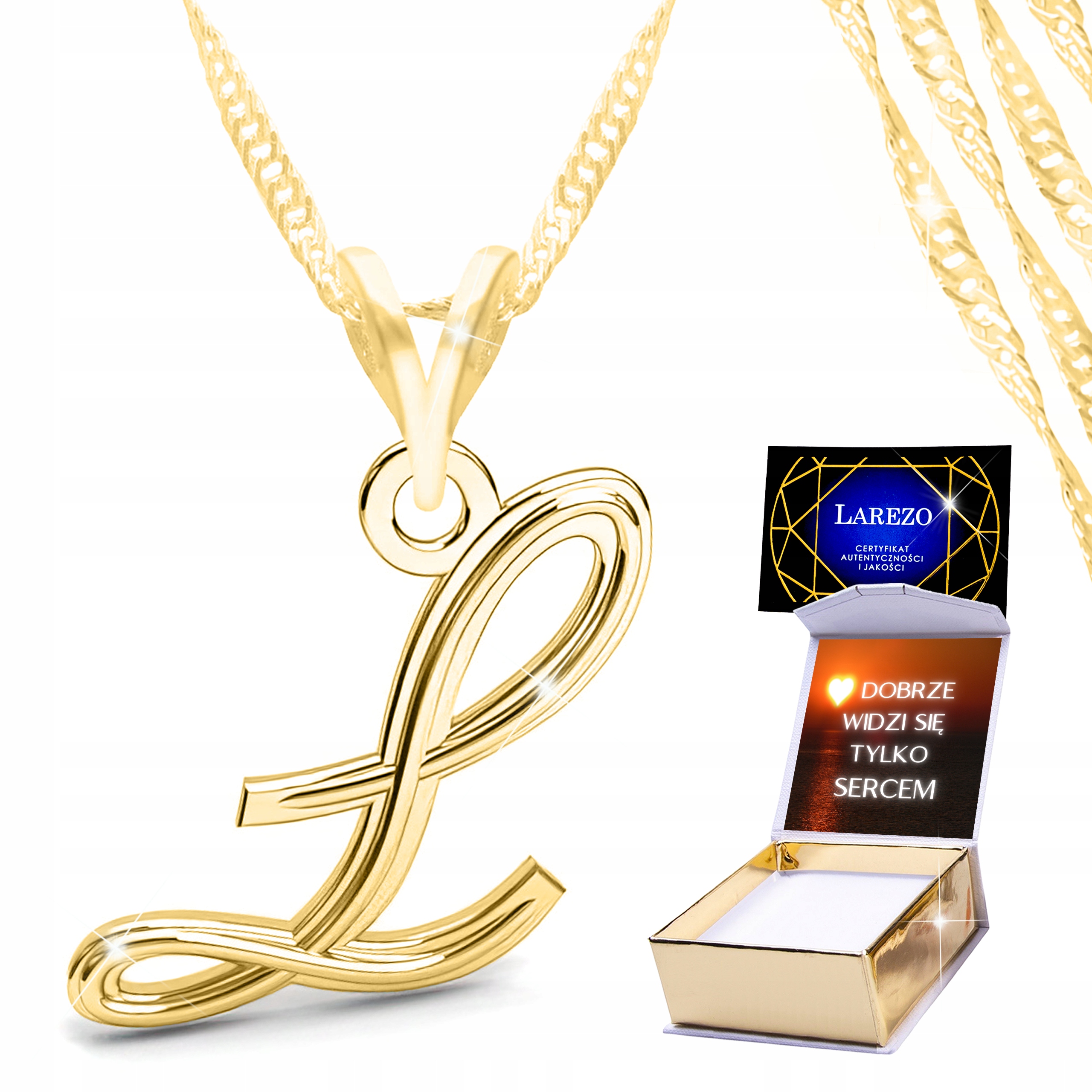 Zlatý náhrdelník 925 Písmeno L Iniciál Dámské Pozlacené Stříbro Potisk