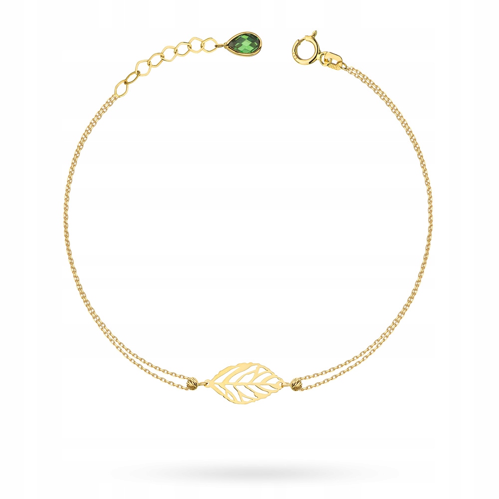 

Złota Bransoletka pr. 585 z Cyrkonią i Listkiem