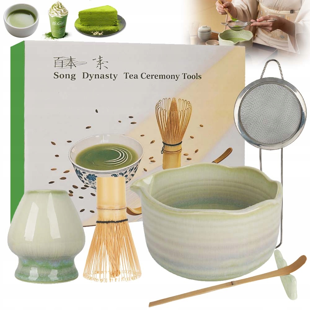 Zestaw Prezentowy 7SZT Do Herbaty Matcha Zestaw Do Parzenia Matchy Łyżka