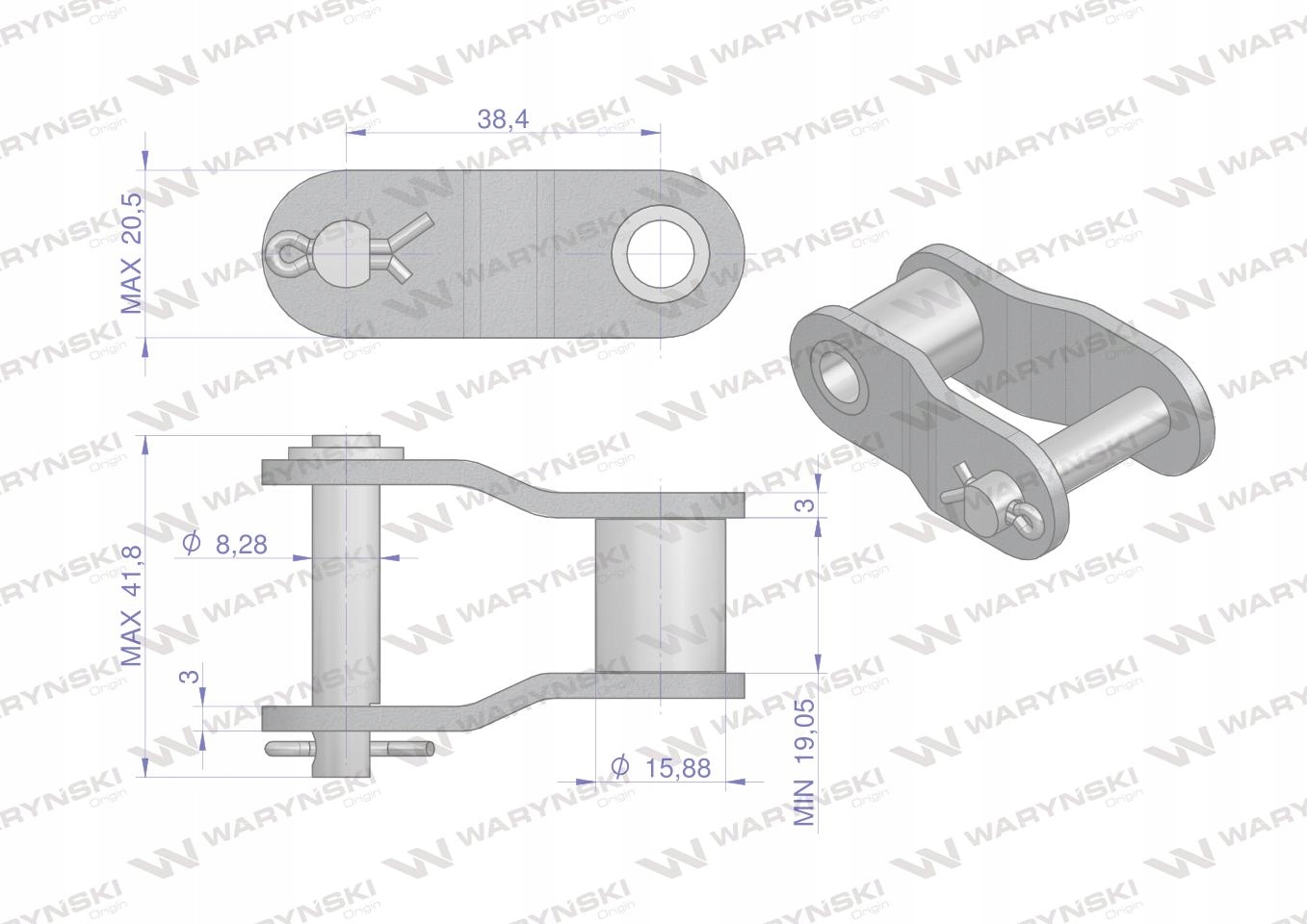Półogniwo łańcucha 38.4VB Waryński 1szt. Numer katalogowy części W-P38.4VB