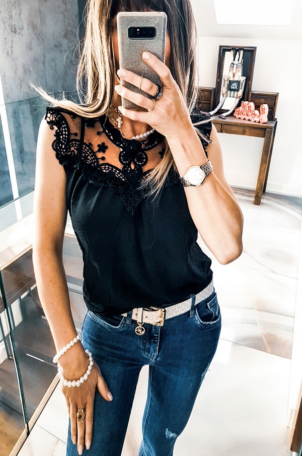 . BLUZKA ELEGANCKA KORONKA POD ŻAKIET KOSZULA TOP Cechy dodatkowe haft