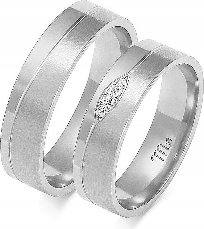 Bílý snubní prsten pro svatební oslavu 14k 585 vel. 8 9 10, pánský, s gravírováním