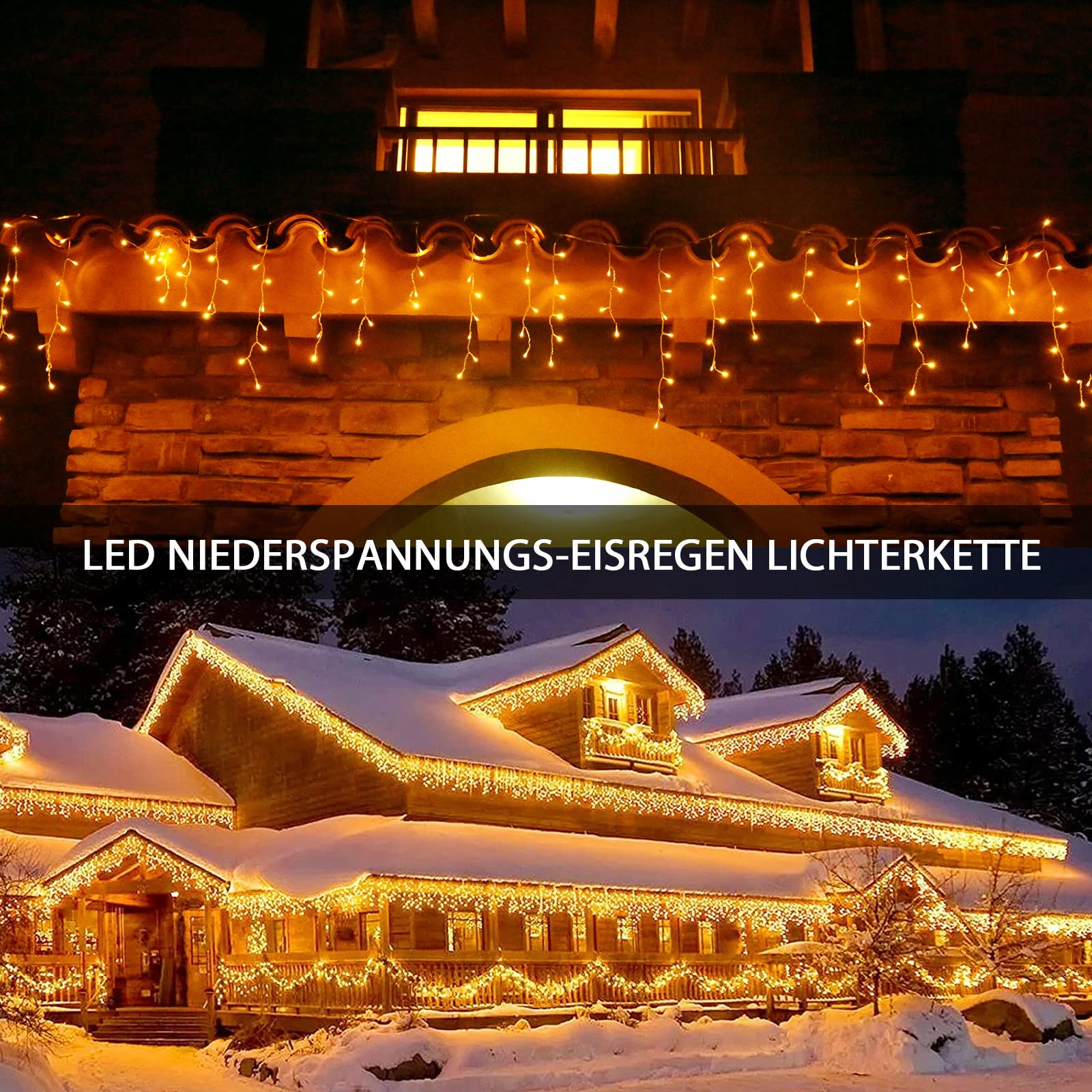 INTERGO Kurtyna Świetlna LED 5m 200 LED Timer IP44 Wodoodporna 8 Trybów — miniatura 2