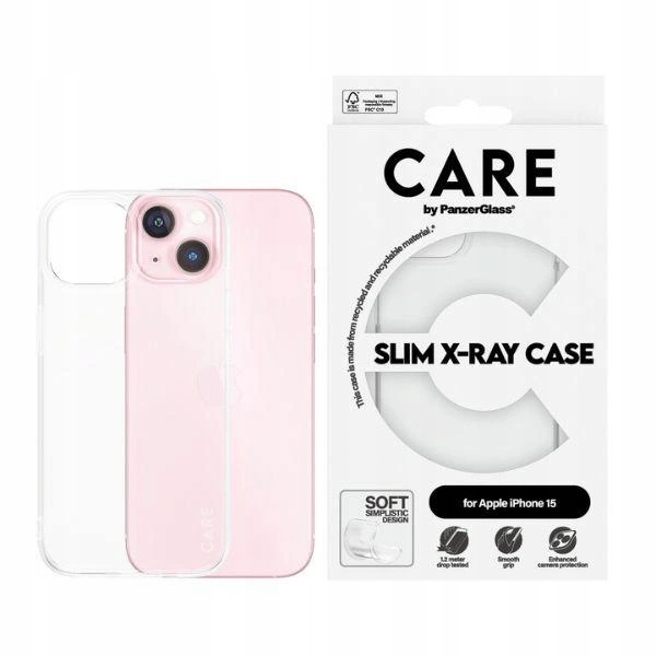 Pouzdro Care by PanzerGlass Slim X-Ray Case pro iPhone 15 průhledné