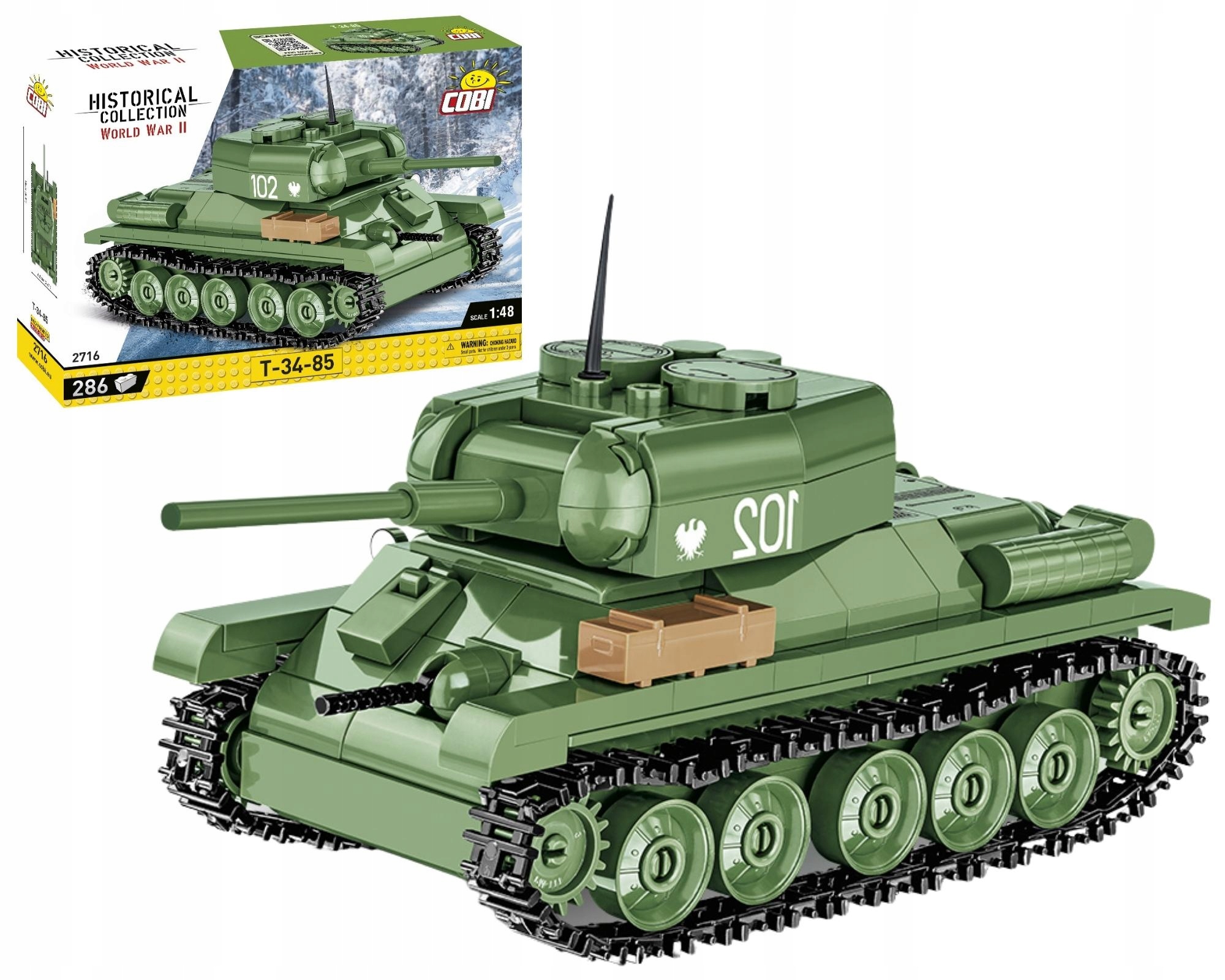 KLOCKI COBI 2716 CZOŁG T34-85 RUDY 102 WWII 286 KL