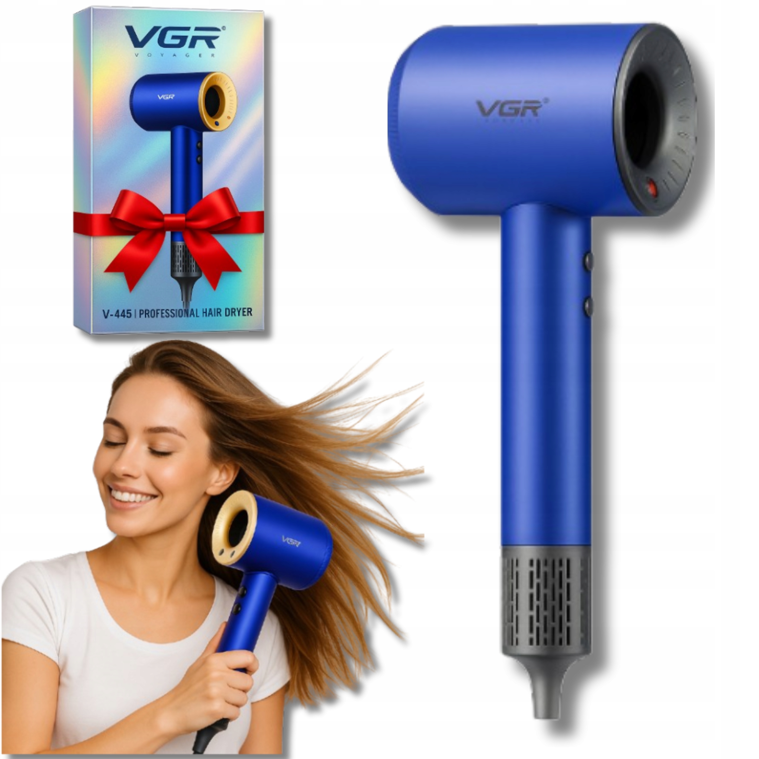 Profesionální fén vlasů 1600 W Studený přívod vzduchu Silná 4 režimy