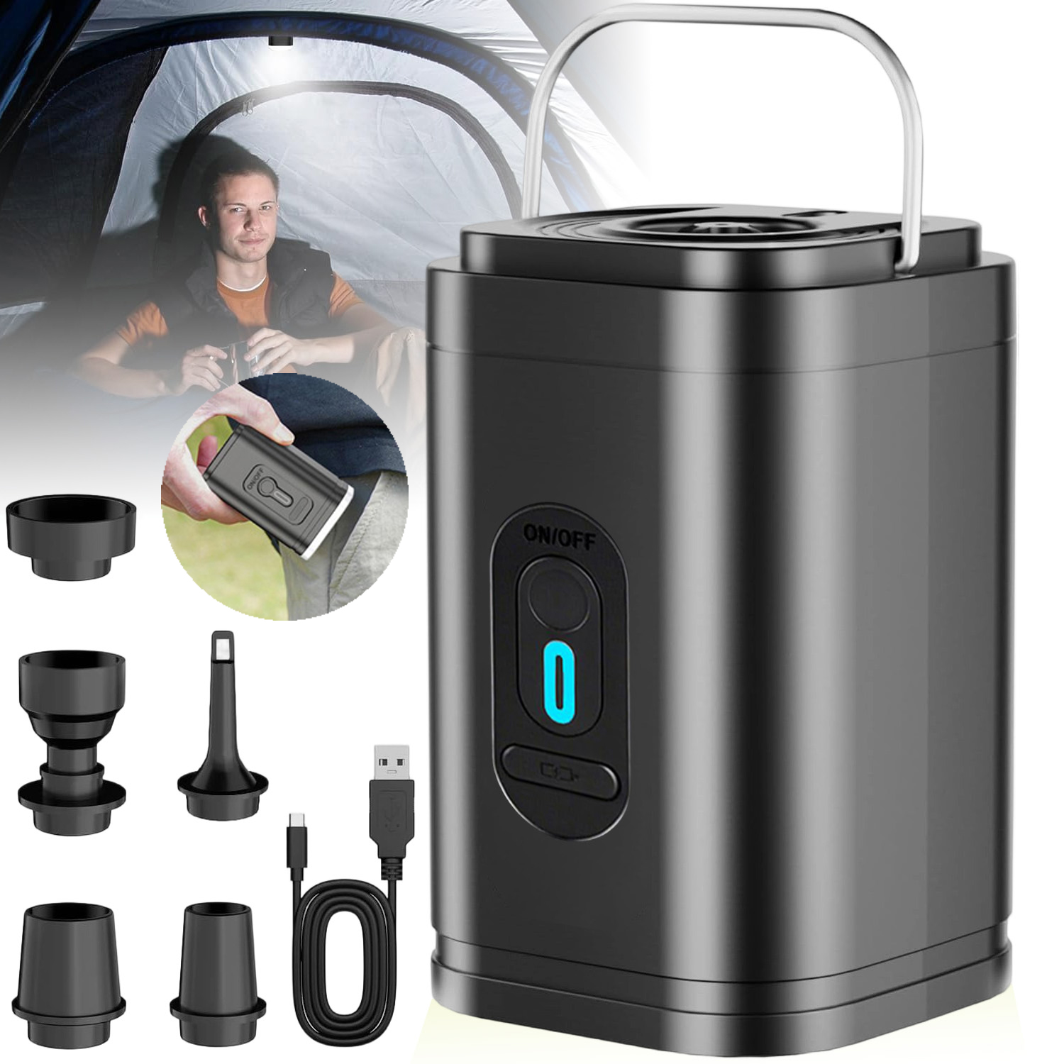 Przenośna Pompka Elektryczna Electric Portable Air Compressor Z Led 2400MAH