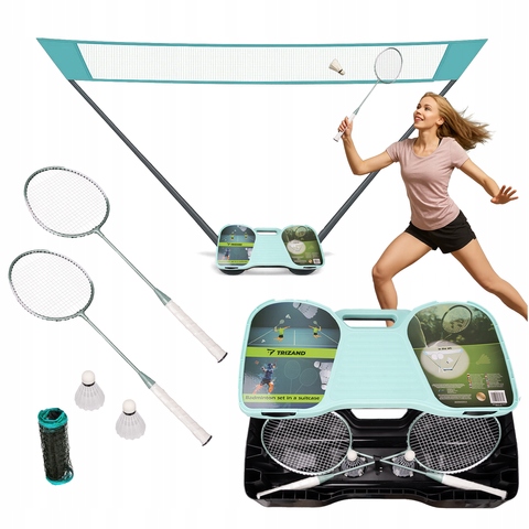 Sada pro hru Badmintonu Síť 2 Rakety Lotka Skládací kufr 4v1