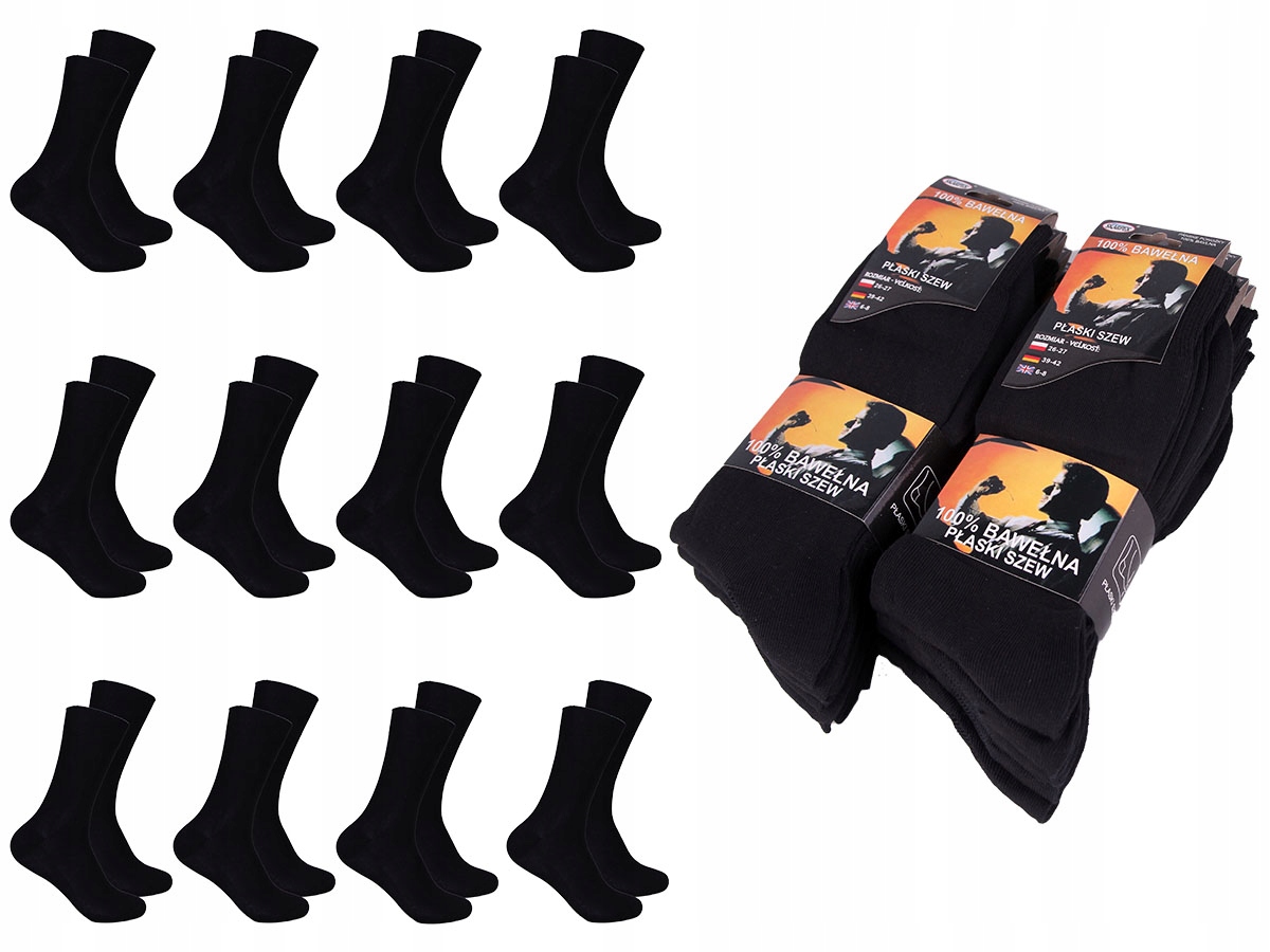 

12x Skarpety Męskie Garniturowe 100% Bawełny 39-42