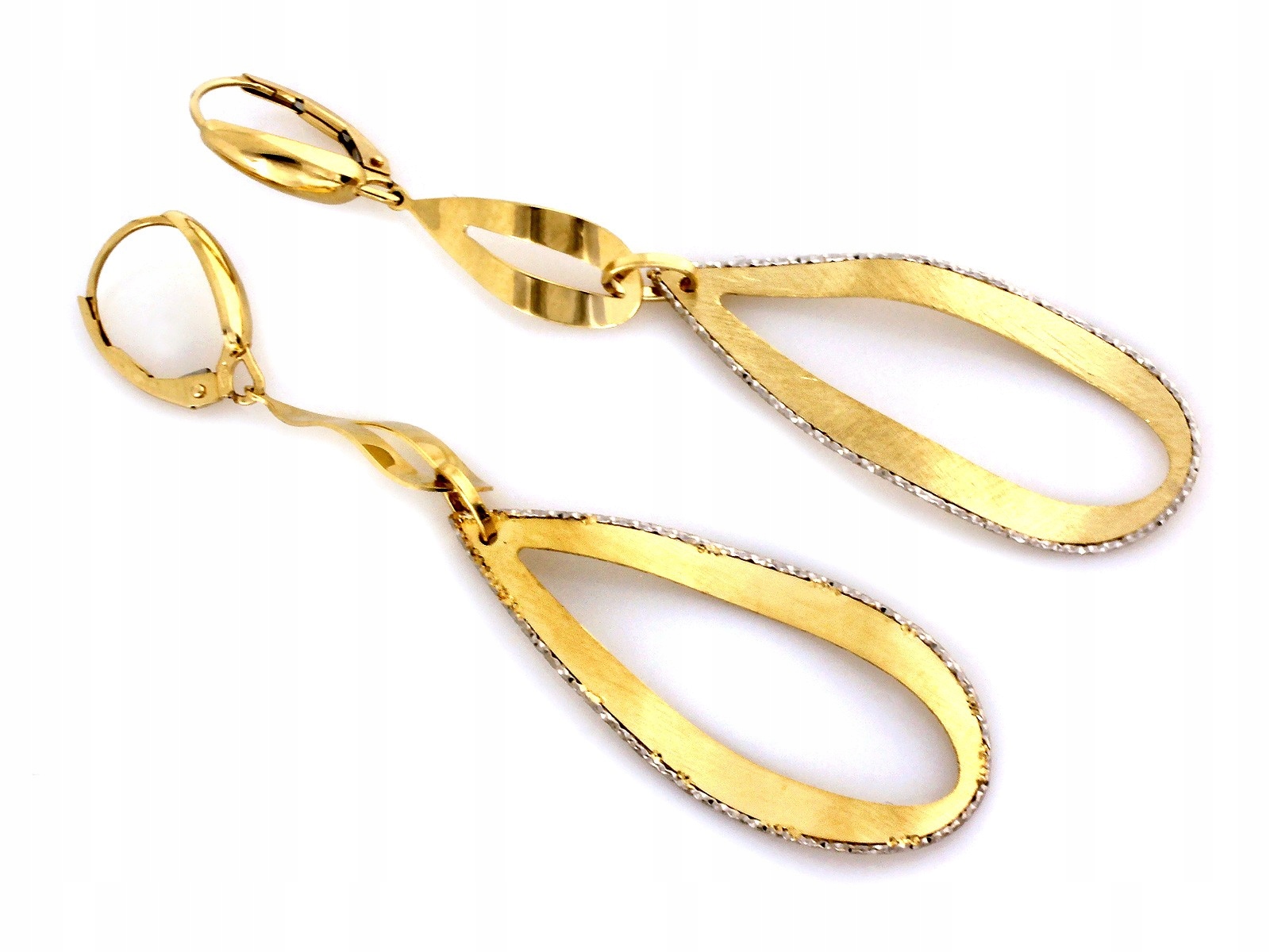 Náušnice zlaté 585 14k dlouhé s pohyblivými prvky 3.91g