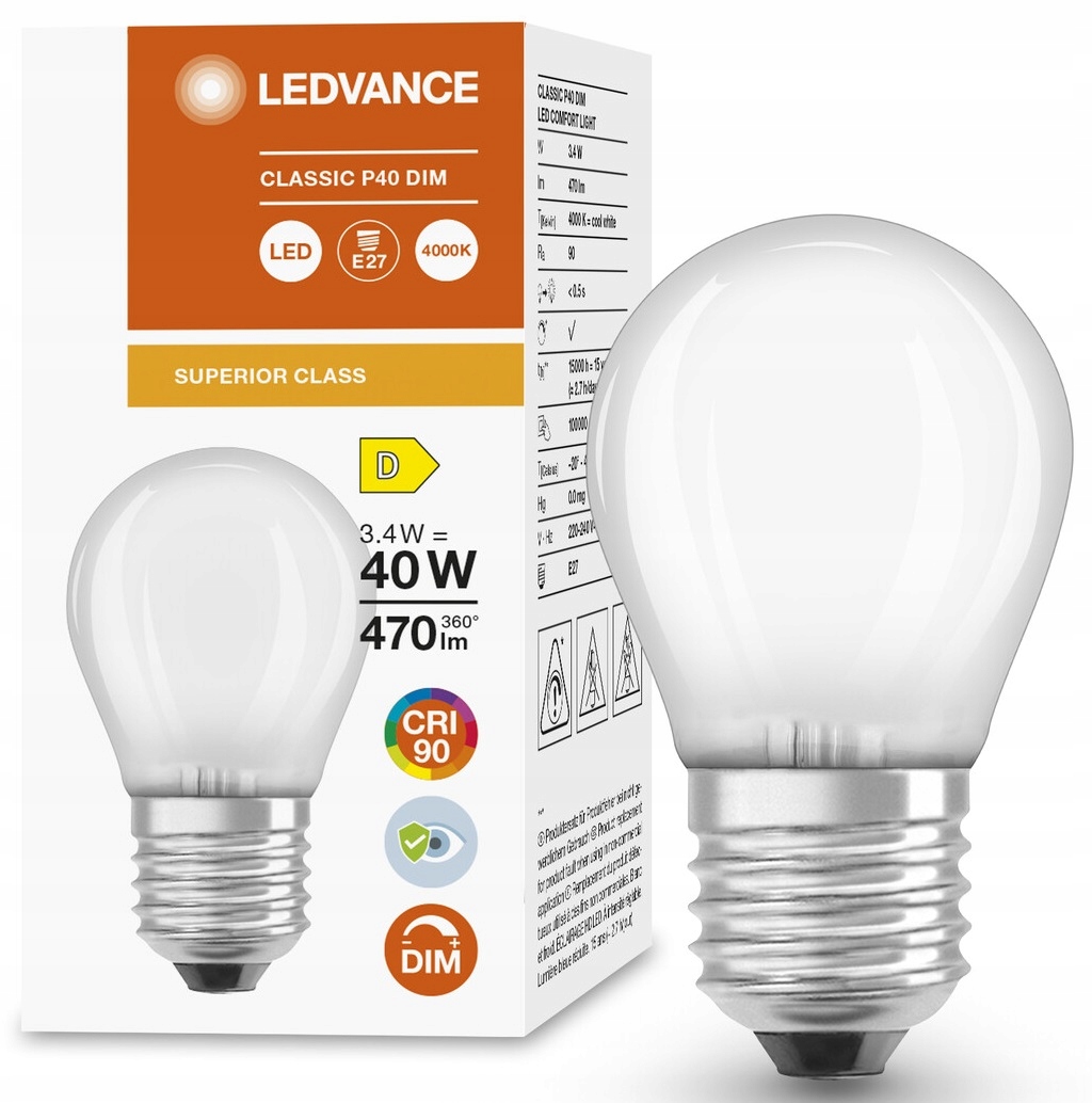 

Żarówka kulka Led Superior 3.4W 4000K E27 DIM
