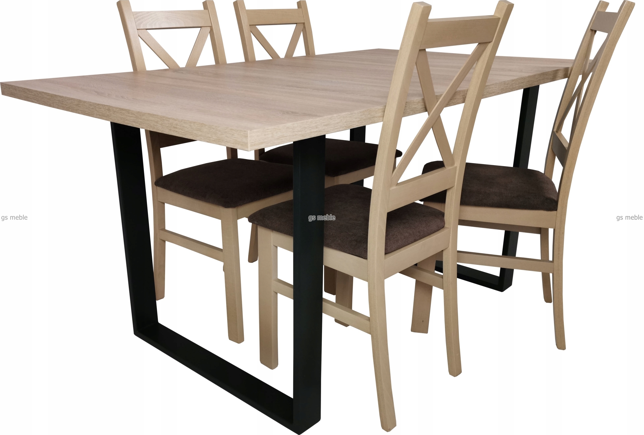 Stół Loft Industrialny 120x80 4 Krzesła Skandi
