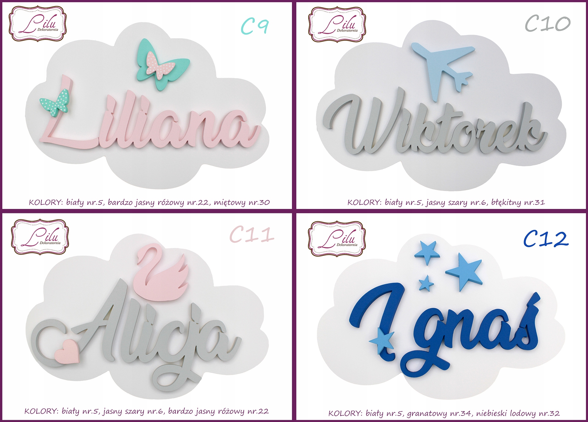 CHMURKA LITERKI IMIĘ PREZENT NA ROCZEK DLA CHŁOPCA Długość 25 cm