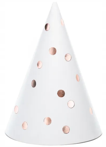 CZAPECZKI URODZINOWE RÓŻOWE GOLD ROSE GROSZKI 6szt